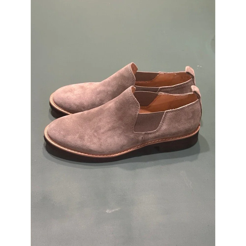 Franco Sarto Cole Women's 9M Grey Suede Ankle Booties Lug Slip On Shoes NWOT